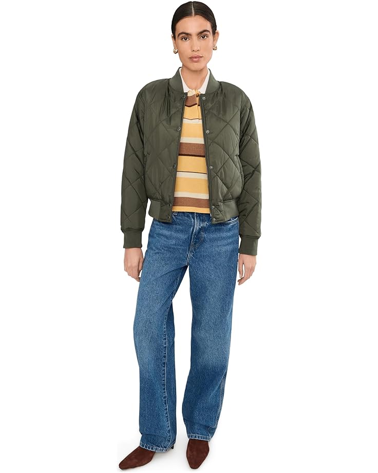 Женская куртка-бомбер Levi's Diamond Quilted Sherpa Lined, Army Green — фото 2