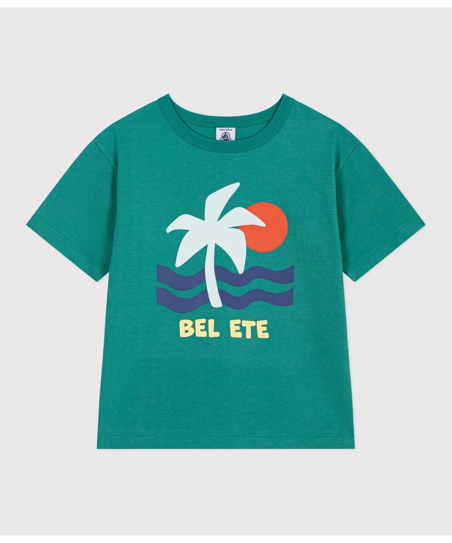 Детская хлопковая футболка с принтом PETIT BATEAU зелёная