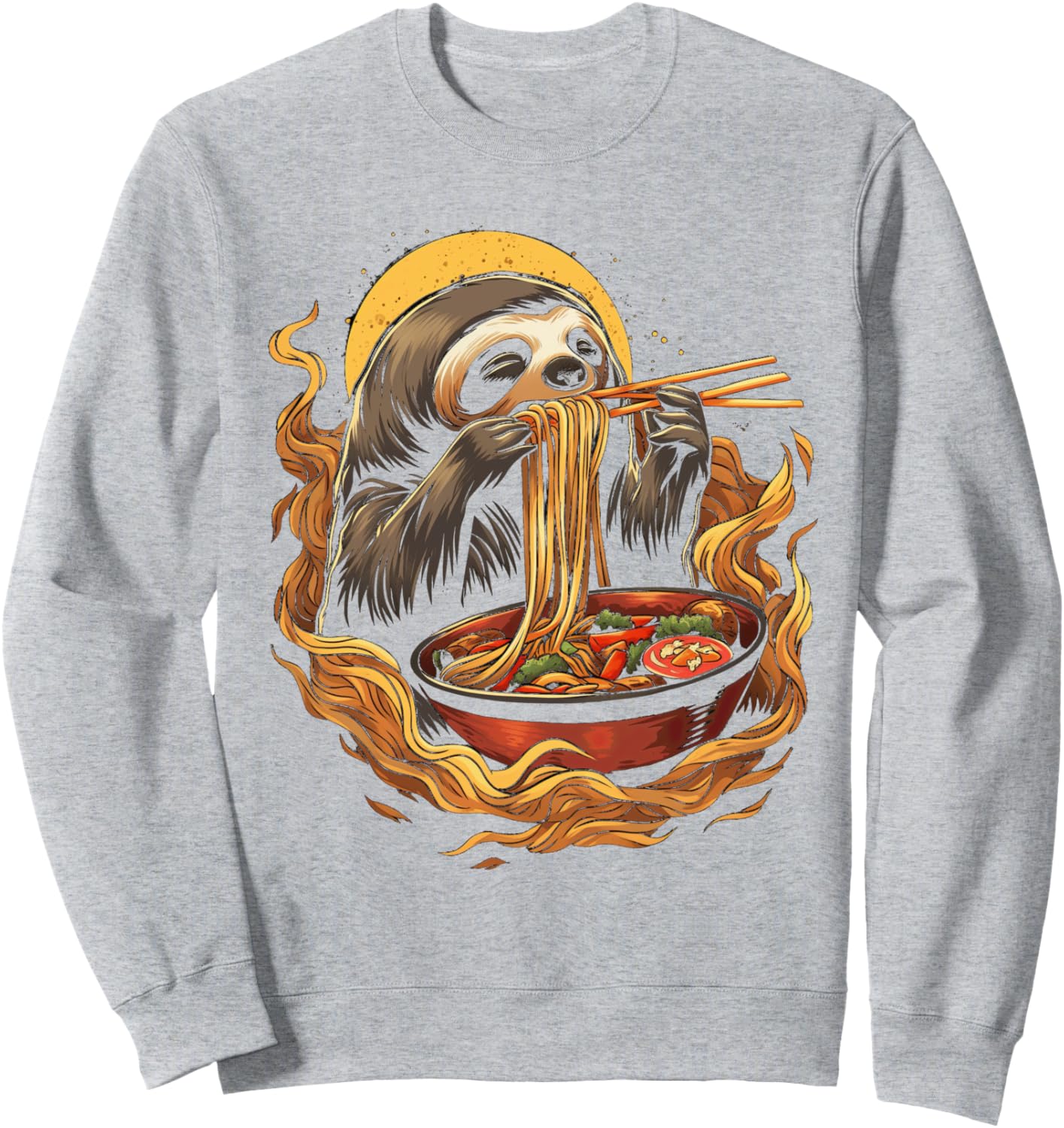 

Рамен с ленивцем, японское аниме, кавай, отаку, лапша, толстовка Japanese Ramen Eating Animal Design, серый