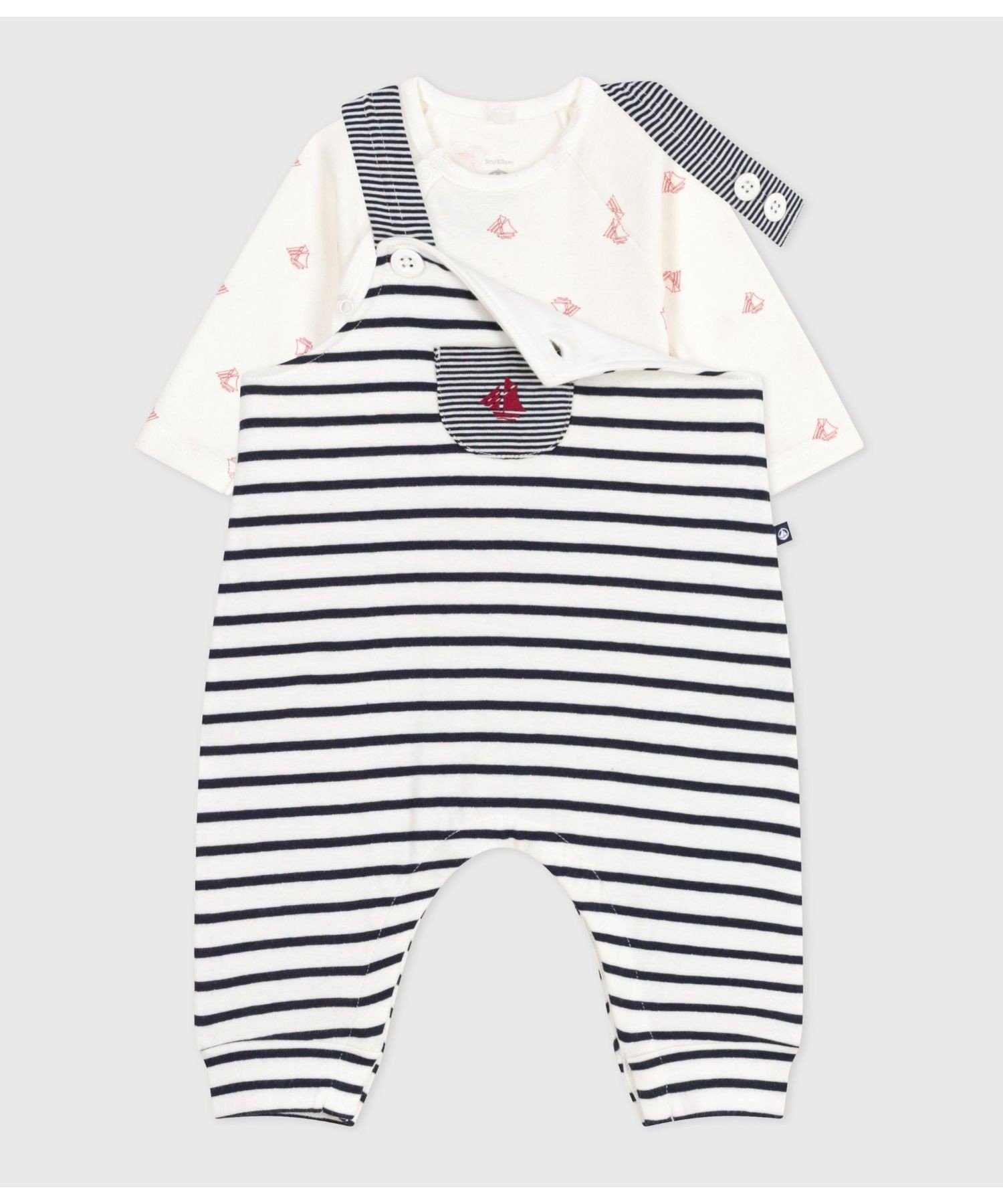 Детский комплект из 2 предметов PETIT BATEAU, Off-white/Navy — фото 2