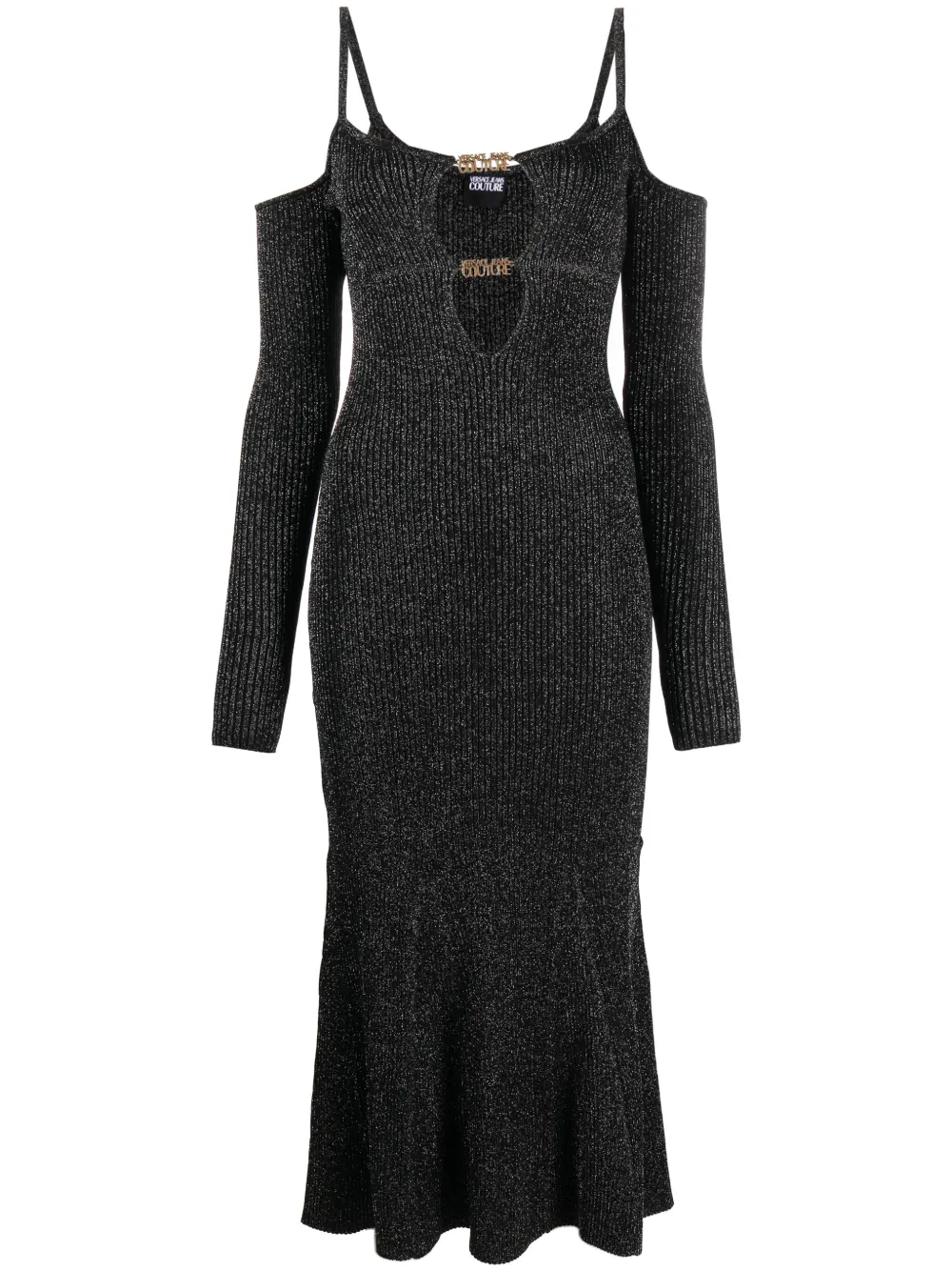

Logo cut-out midi dress Versace Jeans Couture, черный