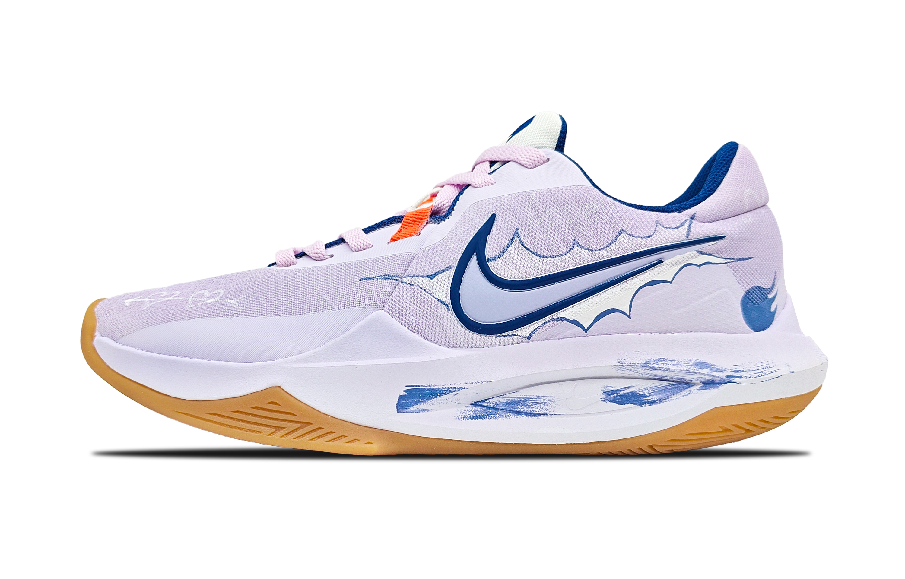 

Nike Баскетбольные кроссовки Precision 6 с низким верхом и амортизацией, противоскользящие, мужские, фиолетово-белые