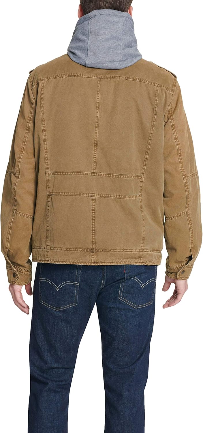 Мужская военная куртка Levi's из стираного хлопка с капюшоном (стандартные размеры, большие и высокие), Worker Brown/Quilted Lining — фото 2