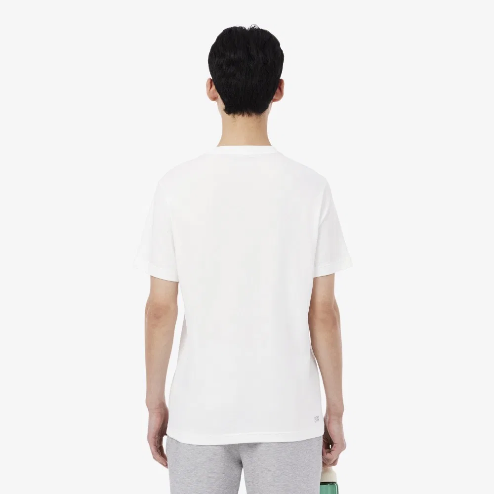 Футболка мужская Lacoste с графическим принтом, для тренировок, белый — фото 3