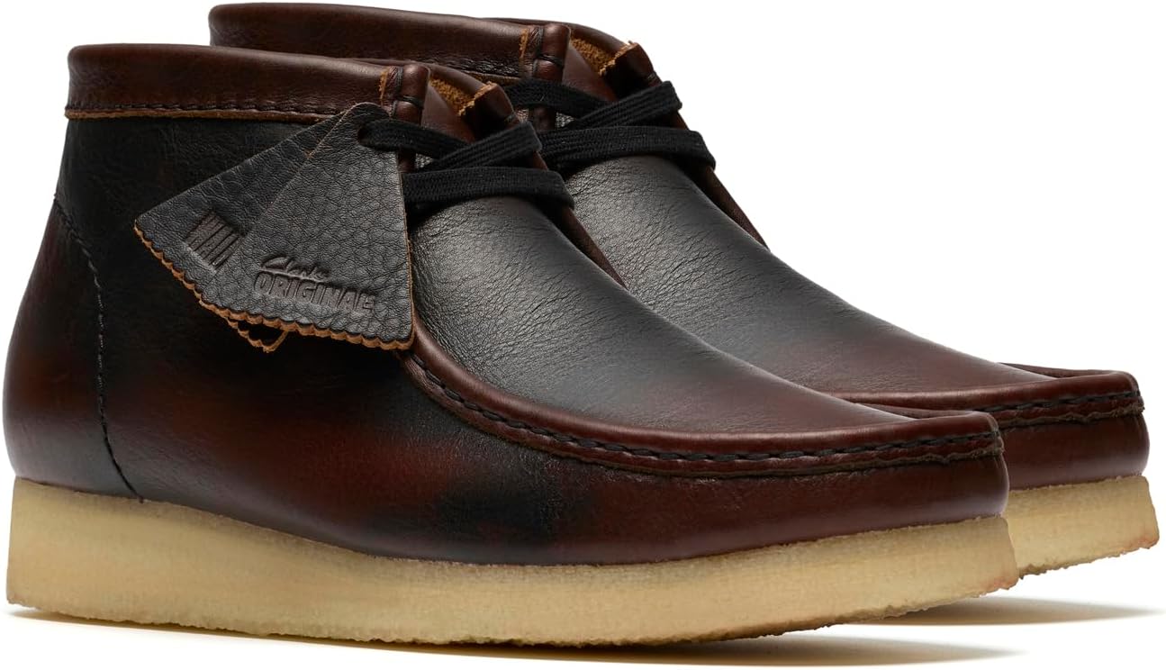 Ботинки Wallabee комбинации темно-коричневого цвета от CLARKS — фото 4