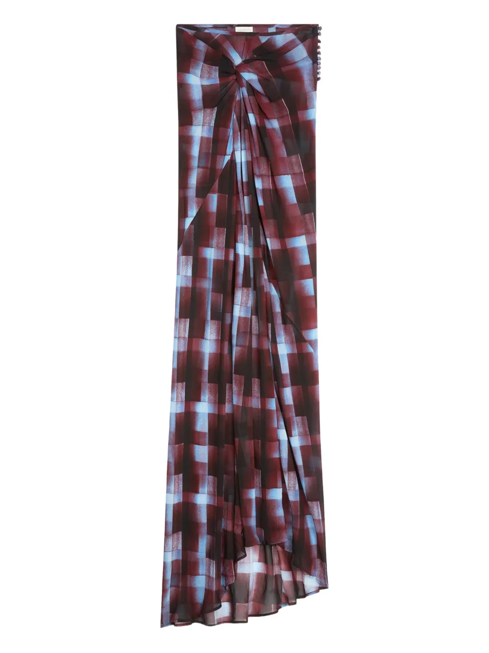 

Юбка в клетку с драпировкой DRIES VAN NOTEN, красный