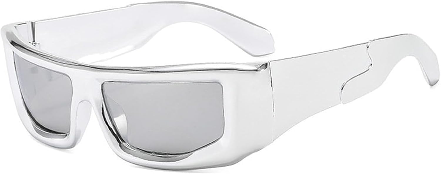 

Солнцезащитные очки Willochra обтекаемой формы для женщин и мужчин, модные очки в стиле Y2k, большие футуристические овальные очки, стильные солнцезащитные очки, Silver