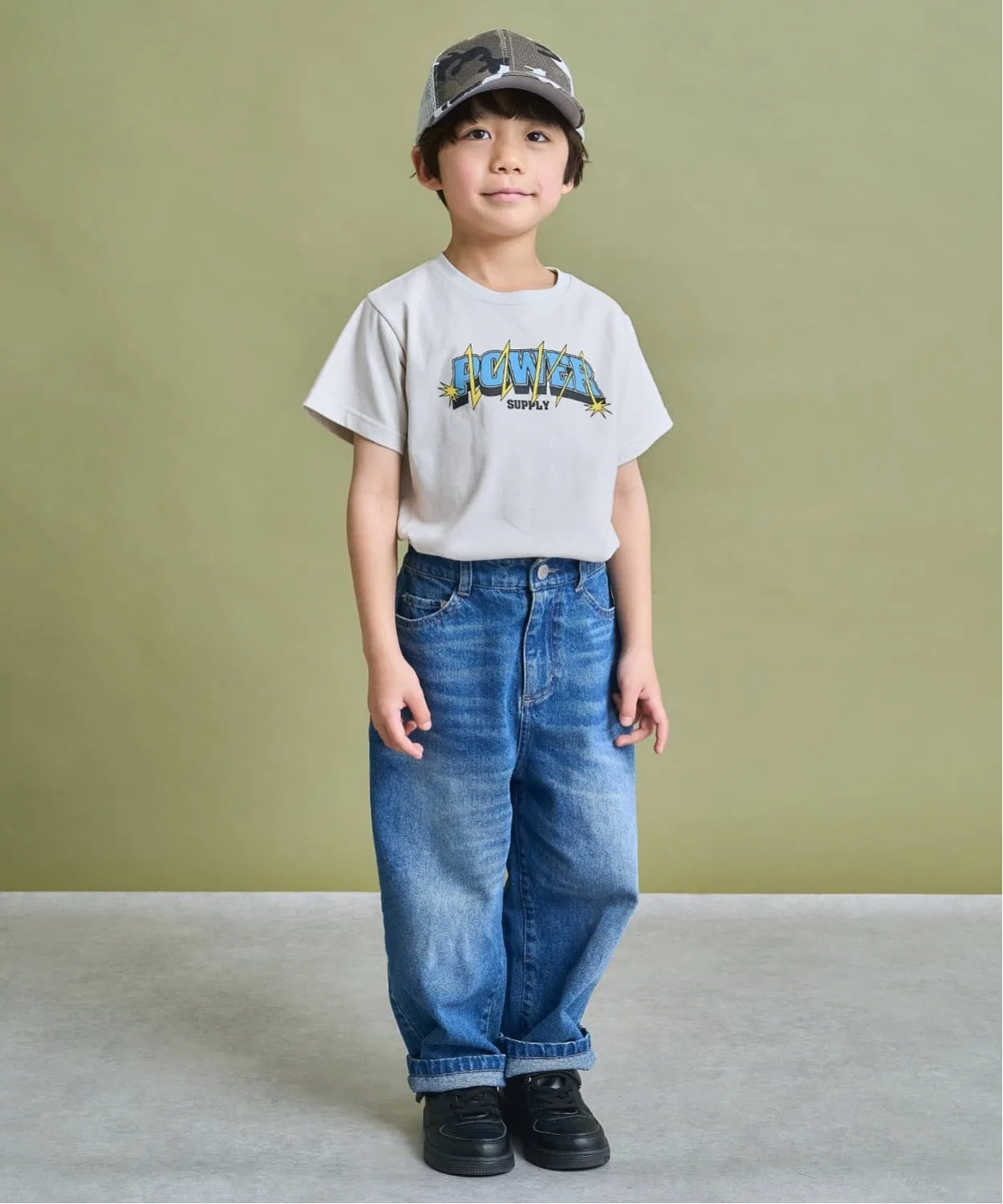 Детские прямые джинсы b・ROOM "Томодени"