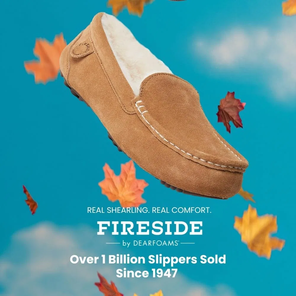 Мужские мокасины Fireside by Dearfoams Melbourne из овчины для дома и улицы, широкая колодка, Chestnut — фото 2