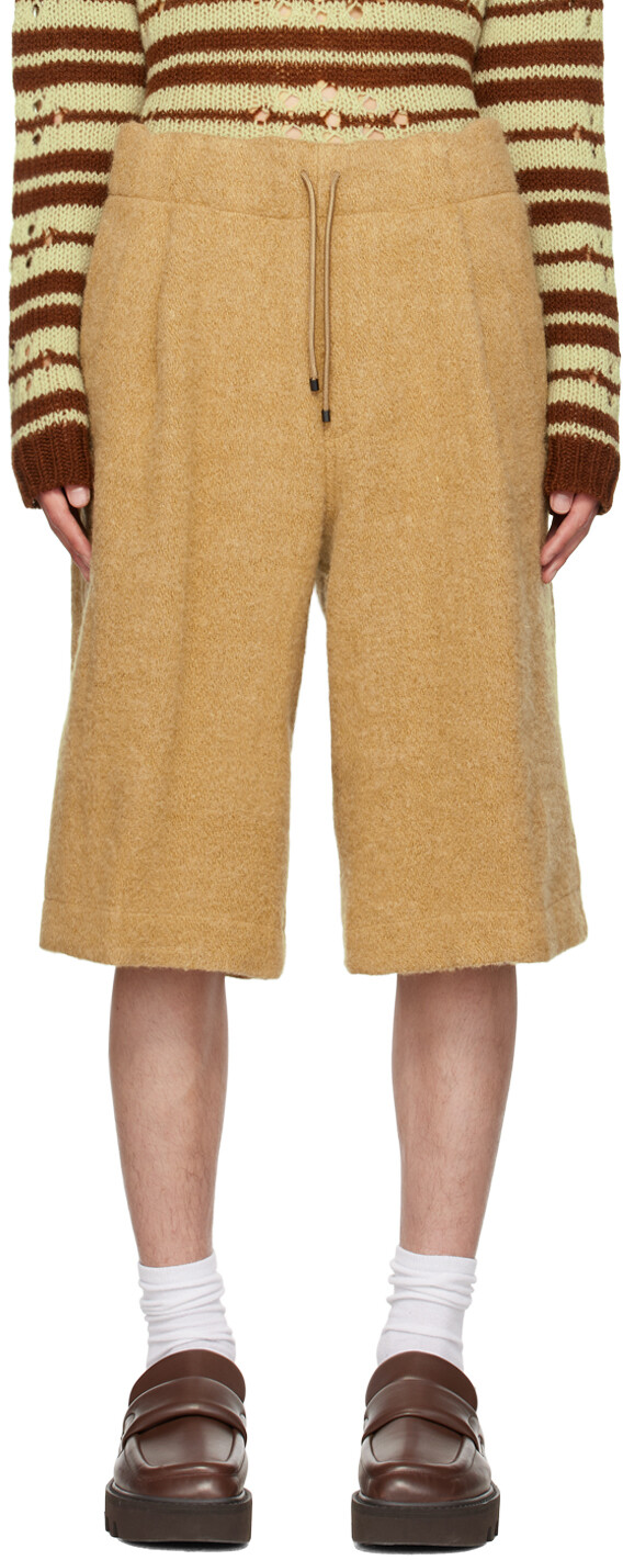 

Бежевые шорты со складками Dries Van Noten