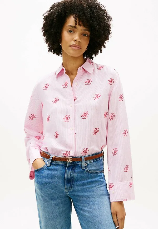 Блузка с вышитым логотипом и пуговицами Tommy Hilfiger, Script Ithaca Rose Petal