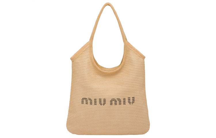 

Морская льняная сумка через плечо, тоут, шоппер, женская сумка tan MIU MIU