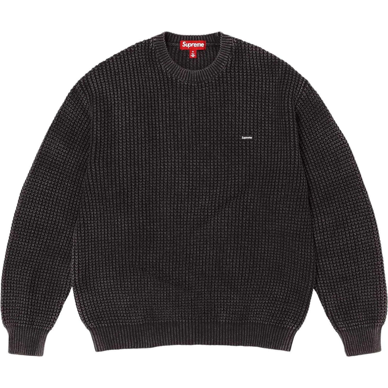Свитер утепленный Washed Small Box Waffle Sweater Knitwear Unisex Supreme, Black