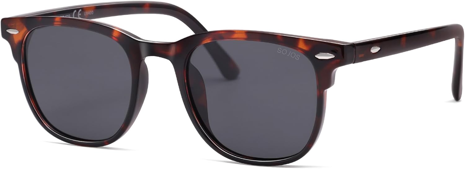 

Солнцезащитные очки SOJOS в стиле ретро-винтаж, квадратные, поляризованные, для женщин и мужчин, с линзами, защищающими от УФ-излучения, оправа TR90, модель SJ2112, Dark Tortoise/Grey