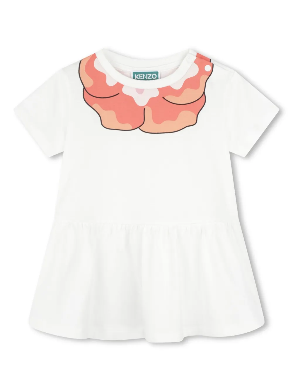 

Расклешенное платье мини с графичным принтом Kenzo Kids, белый