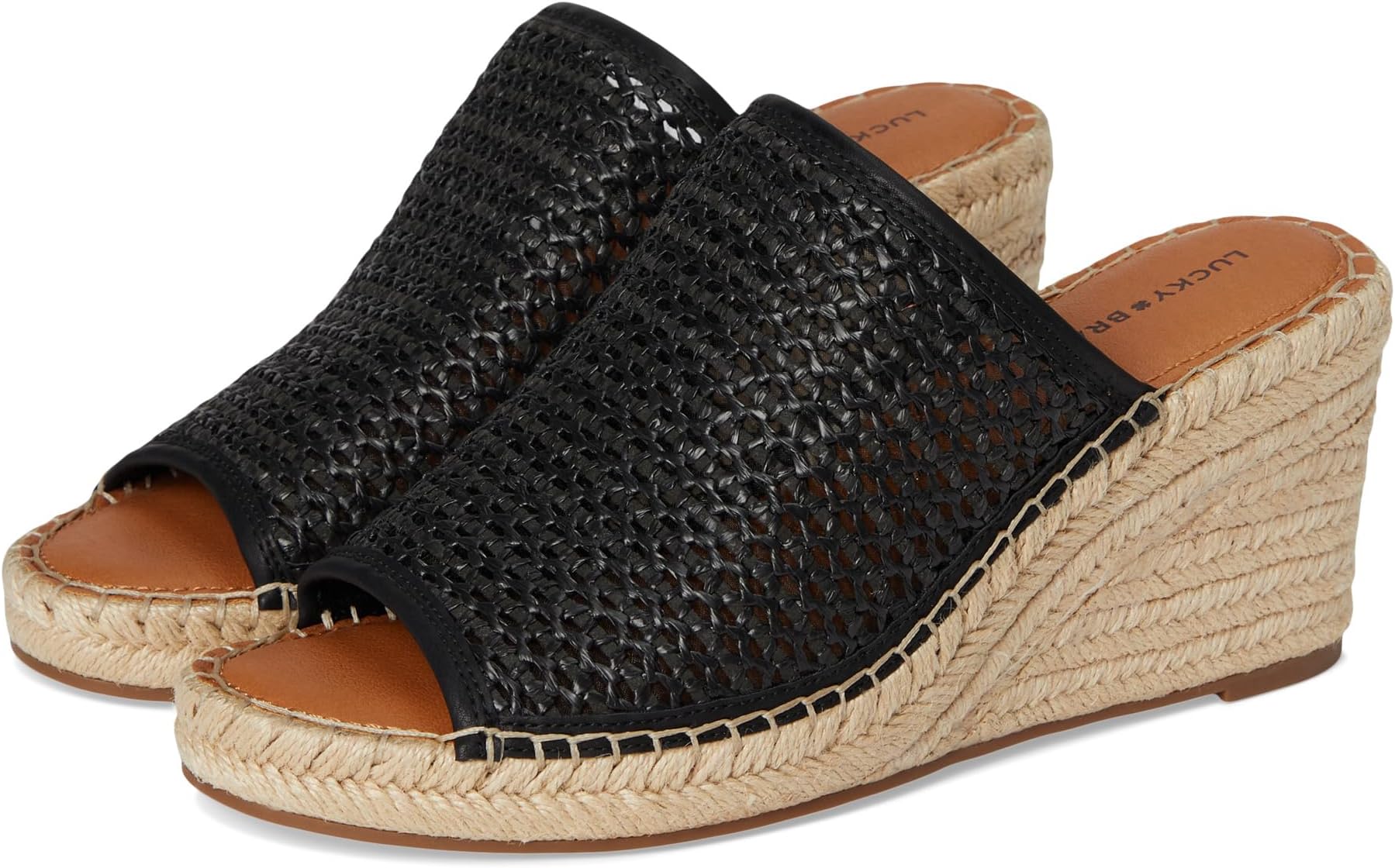 Сандалии Lucky Brand Cabriah Woven Espadrille Wedge Sandal, цвет Black/Black