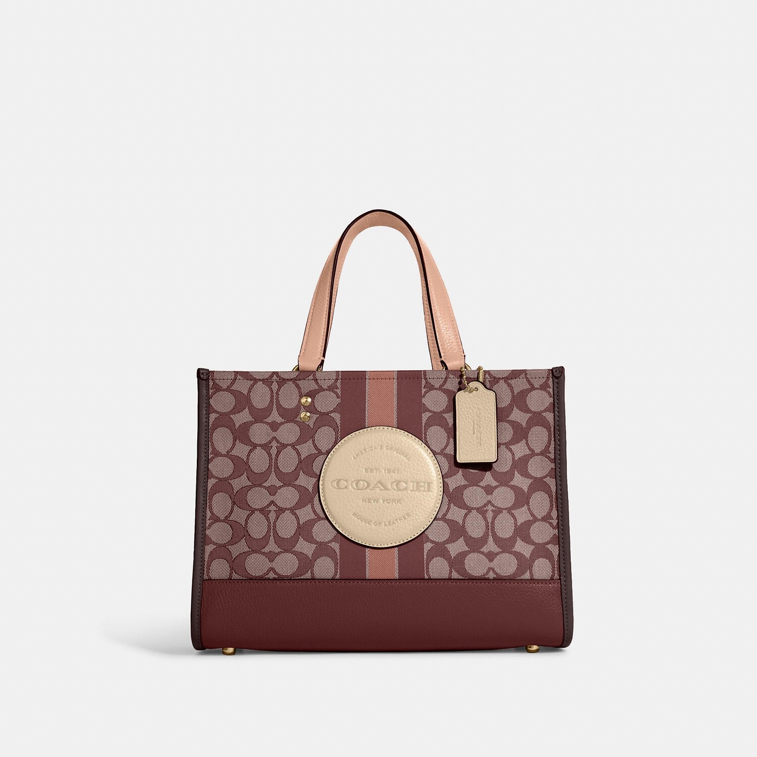 

Сумка Dempsey Coach Outlet из фирменного жаккарда с полоской и нашивкой Coach Outlet, цвет Gold/Wine Multi