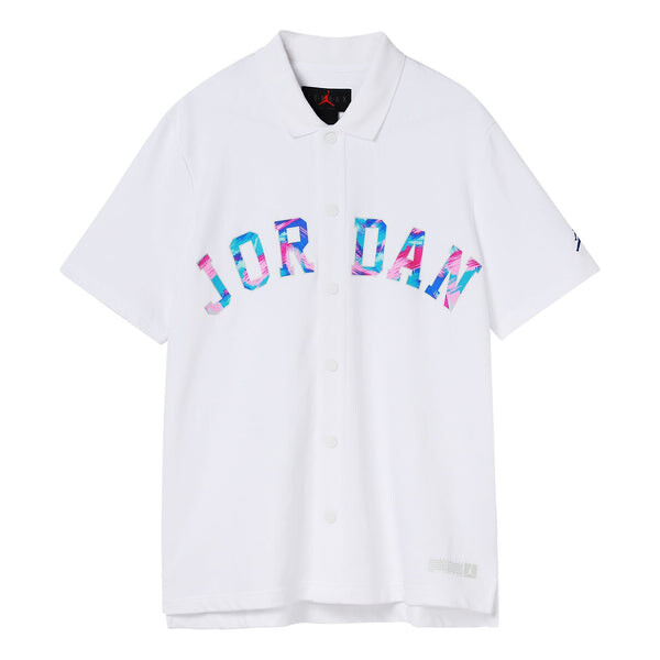 

Футболка Air Jordan Solid Color Lapel Button Brand Multi-Color Embroidered Short Sleeve T-Shirt Men's White, мультиколор