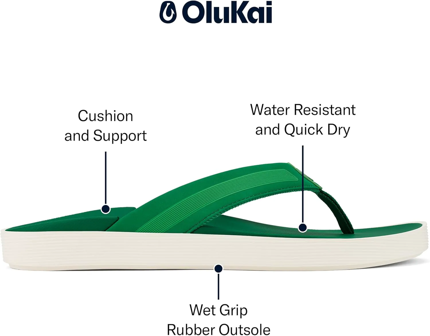 Мужские пляжные сандалии OLUKAI Leeward, быстро сохнущие шлепанцы, водостойкие, с хорошим сцеплением на мокрой поверхности, удобная посадка и поддержка свода стопы — фото 4
