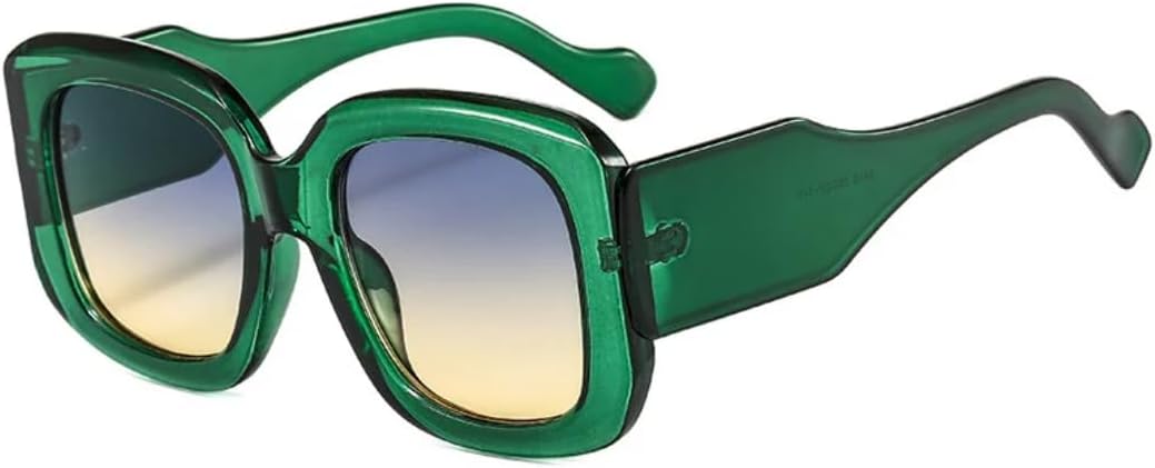 

Модные солнцезащитные очки большого размера для женщин, винтажные очки с градиентным переходом цвета для мужчин, трендовые зеленые и фиолетовые оттенки с защитой от УФ-излучения UV400 UUPTTPL, Green Gray Yellow