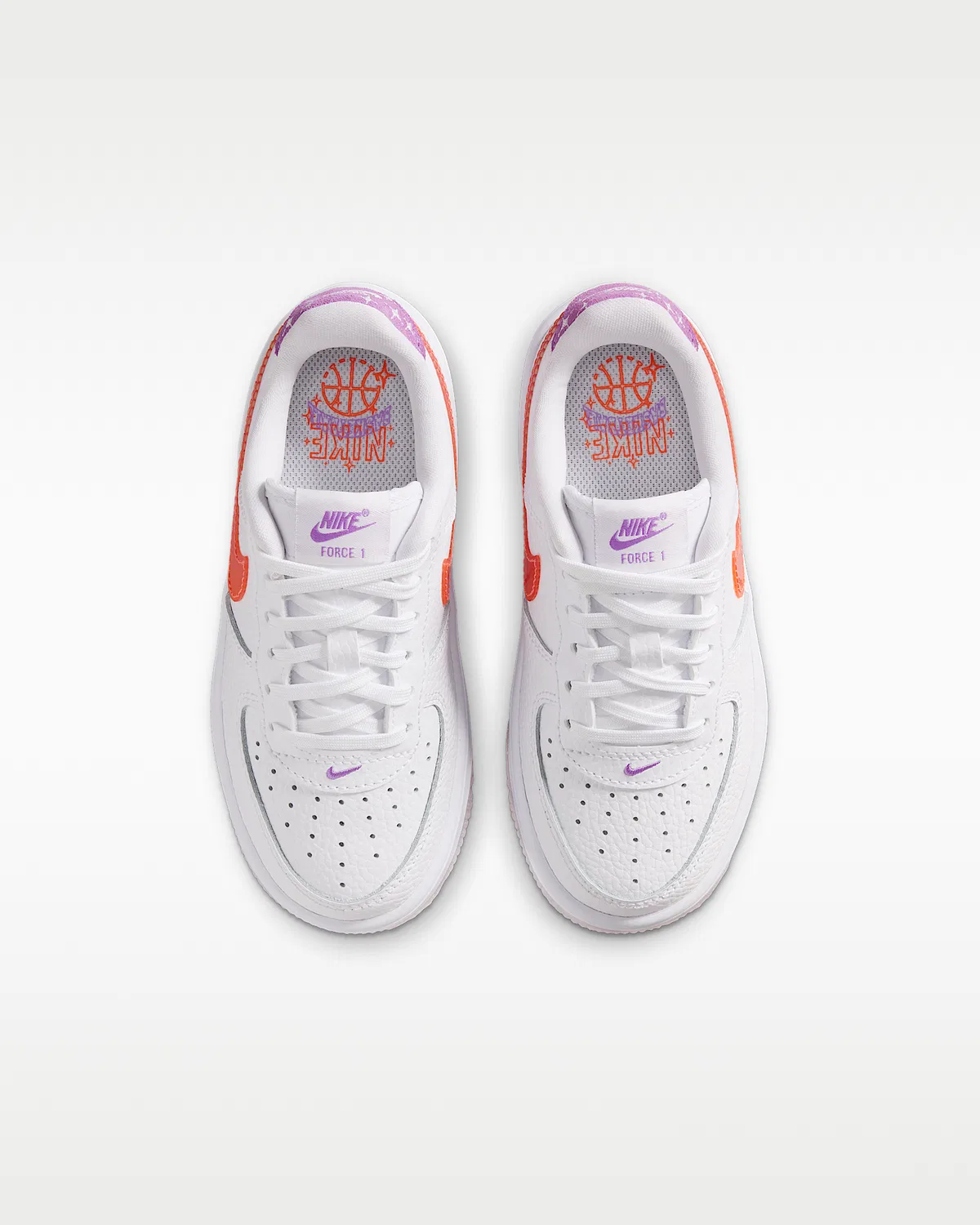 Кроссовки Nike Force 1 Low для малышей, White/Turf Orange/Bright Violet — фото 4