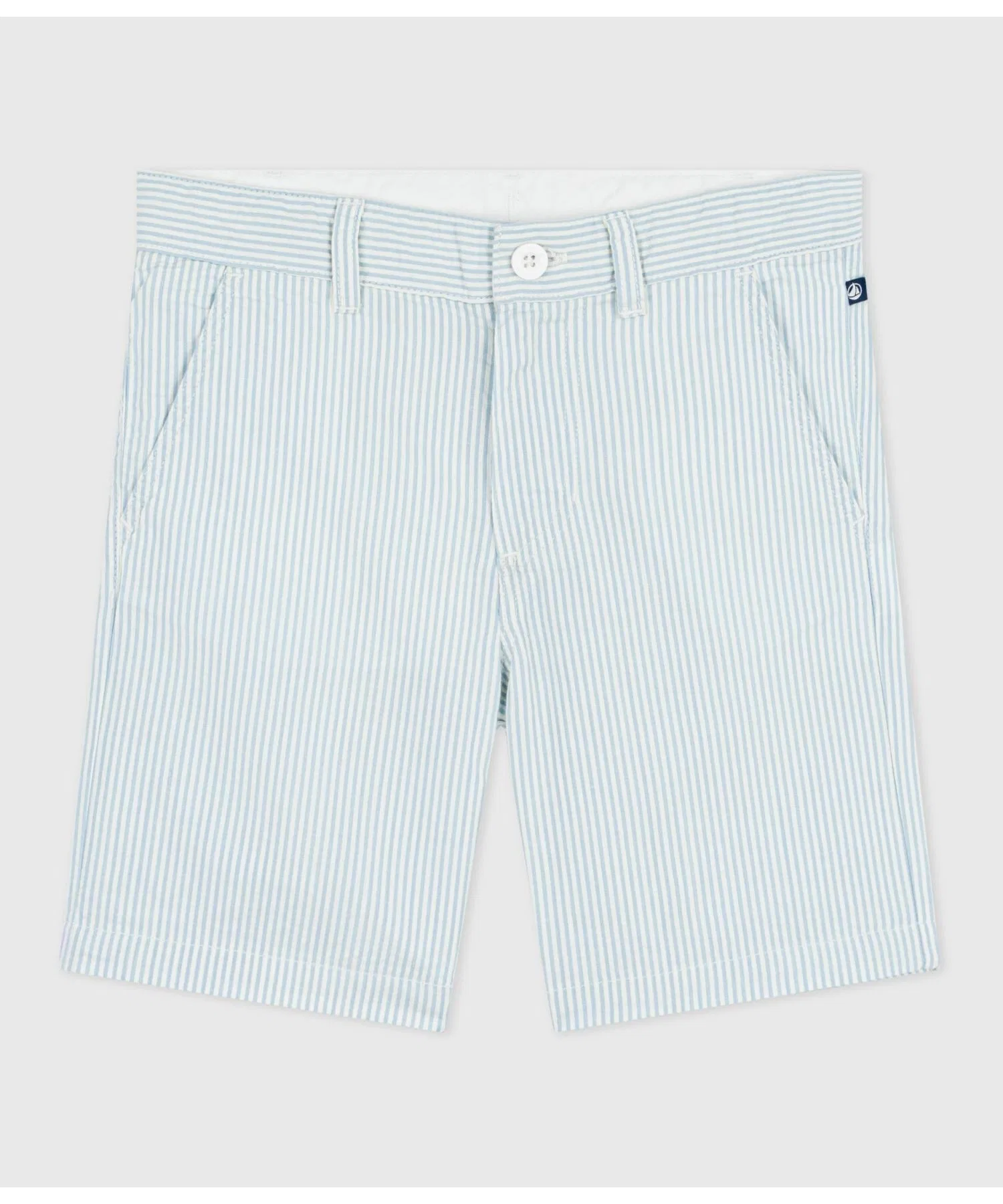Детские полосатые хлопковые бермуды PETIT BATEAU бело-синие