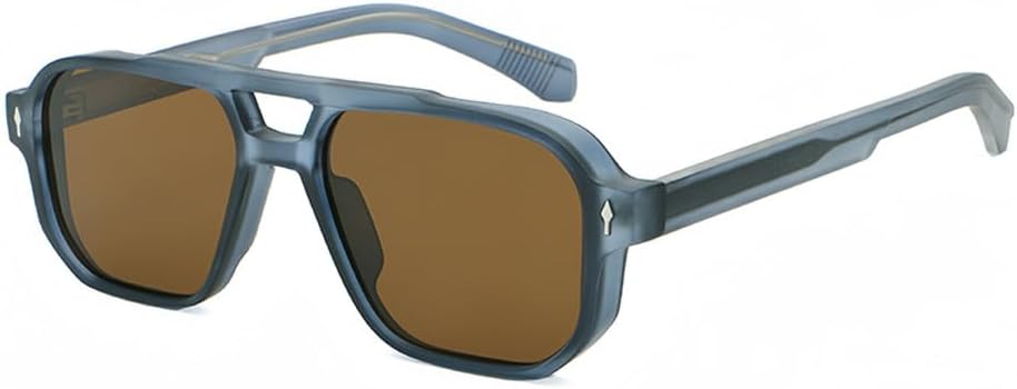 

Солнцезащитные очки в стиле ретро-панк для мужчин, с плоской верхней частью и двойной перемычкой, для женщин, для вождения, путешествий и вечеринок WNCKSQ, C03 Blue Brown