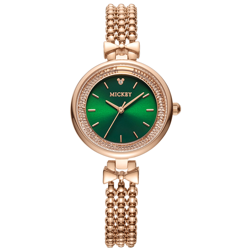 

Disney Часы Mickey Series Quartz Movement Steel Strap Watch Women's Watch White Dial, Emerald Green Watch Dial