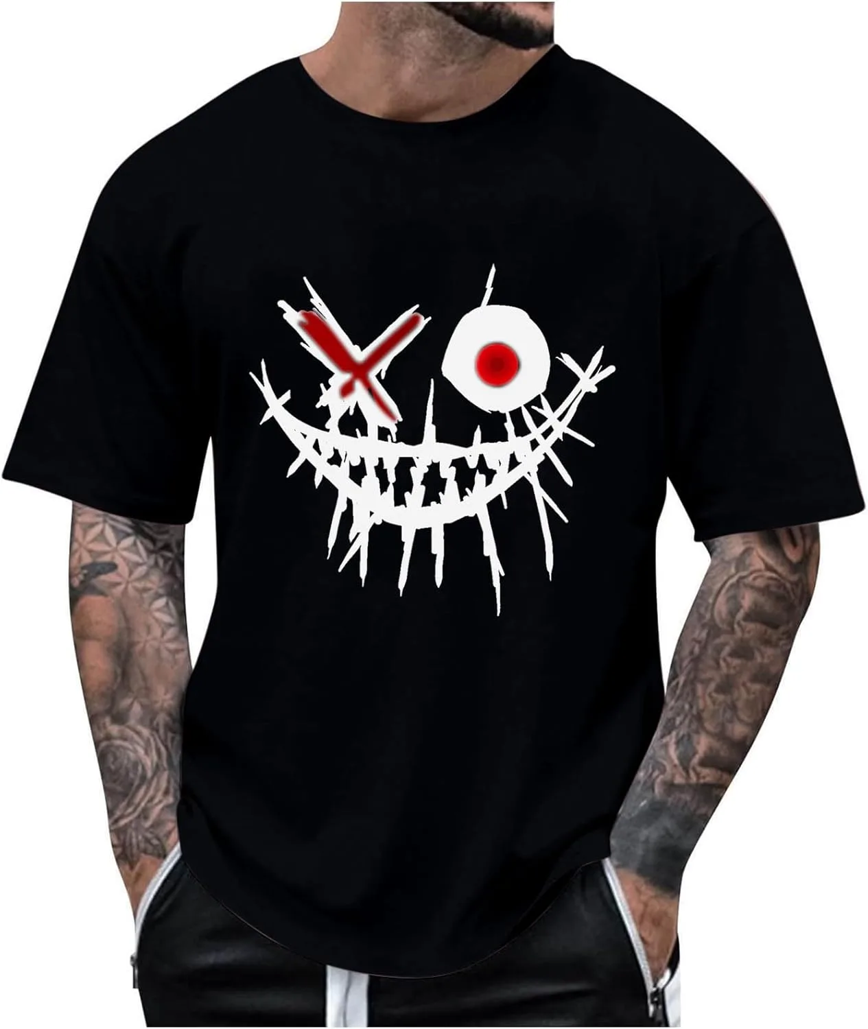 

Футболка Halloween для мужчин с принтом скелета, короткий рукав, свободный крой