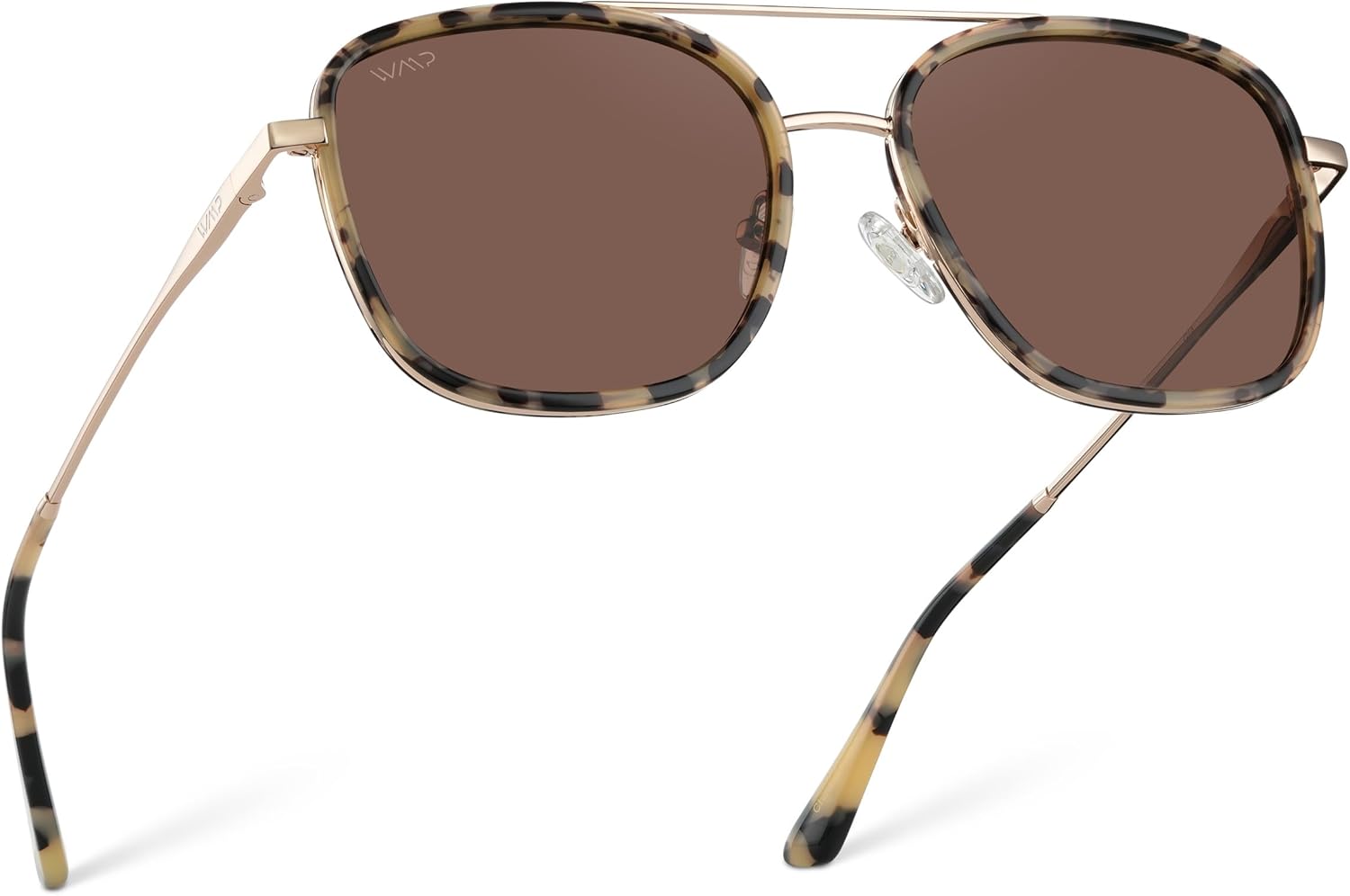 

WearMe Pro — Женские поляризованные квадратные солнцезащитные очки: современные квадратные очки-авиаторы с двойной перемычкой в ​​винтажном стиле, Beige Tortoise Frame / Brown Lens