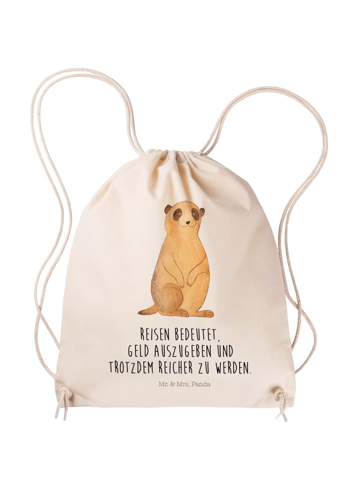 

Сумка-шоппер с рисунком суриката и надписью кремового цвета Mr. & Mrs. Panda