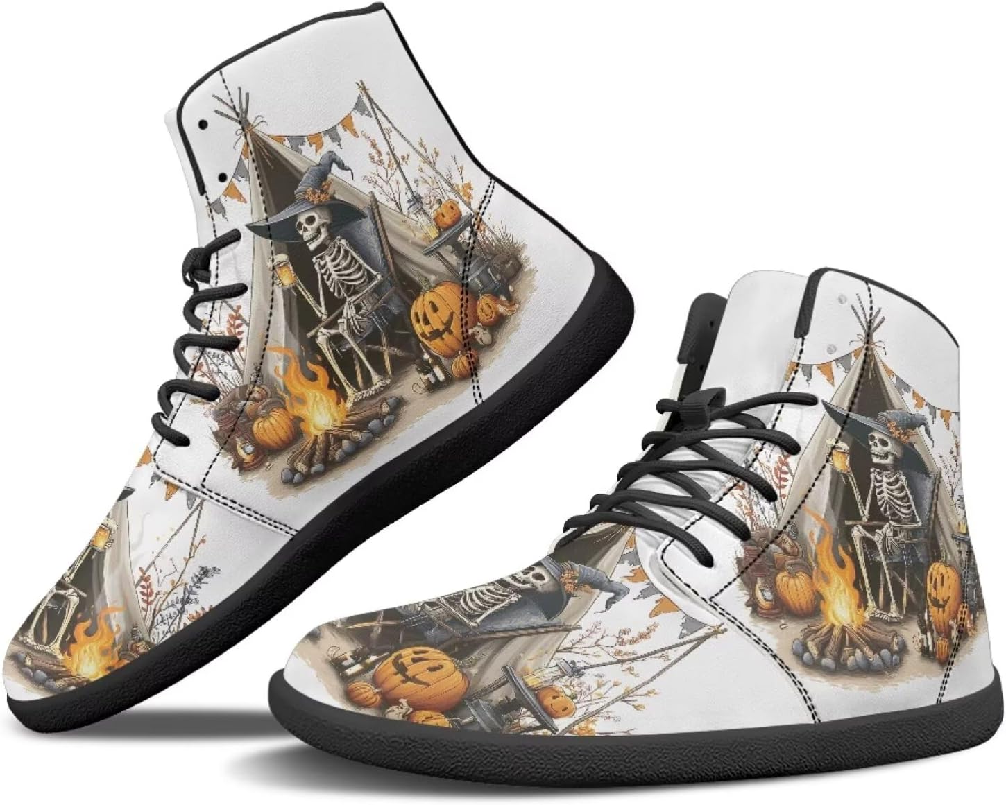 

Охотничьи ботинки Binienty Barefoot для мужчин и женщин, водонепроницаемые, из искусственной кожи, высокие, с поддержкой лодыжки, спортивная обувь, Halloween Skull Camping