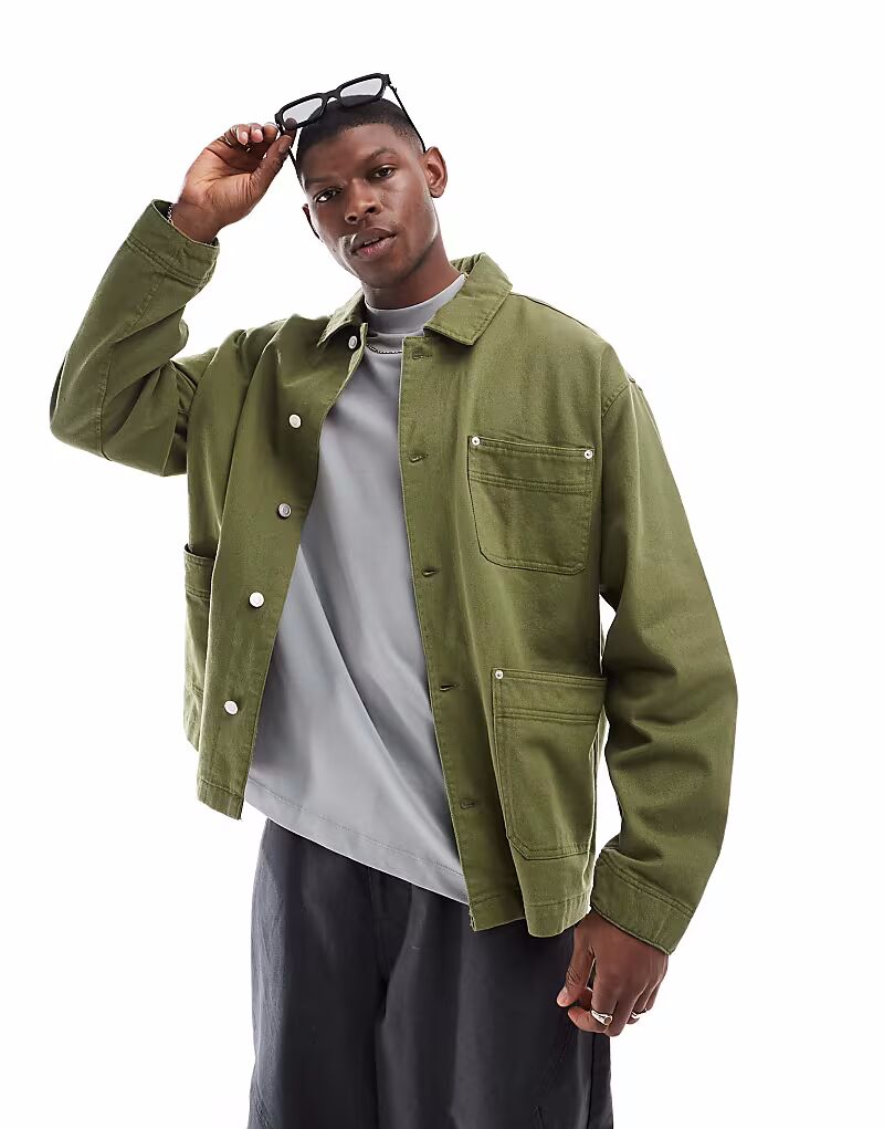 

Куртка из стираного твила цвета хаки от ASOS DESIGN