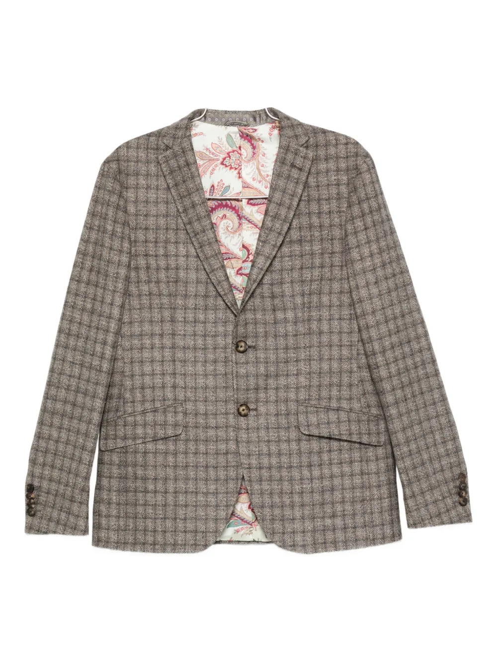 

Клетчатый блейзер с узором пейсли ETRO, нейтральный