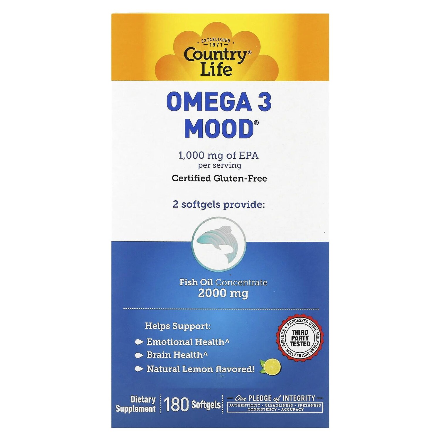 

Country Life Omega 3 Mood 180 желатиновых капсул