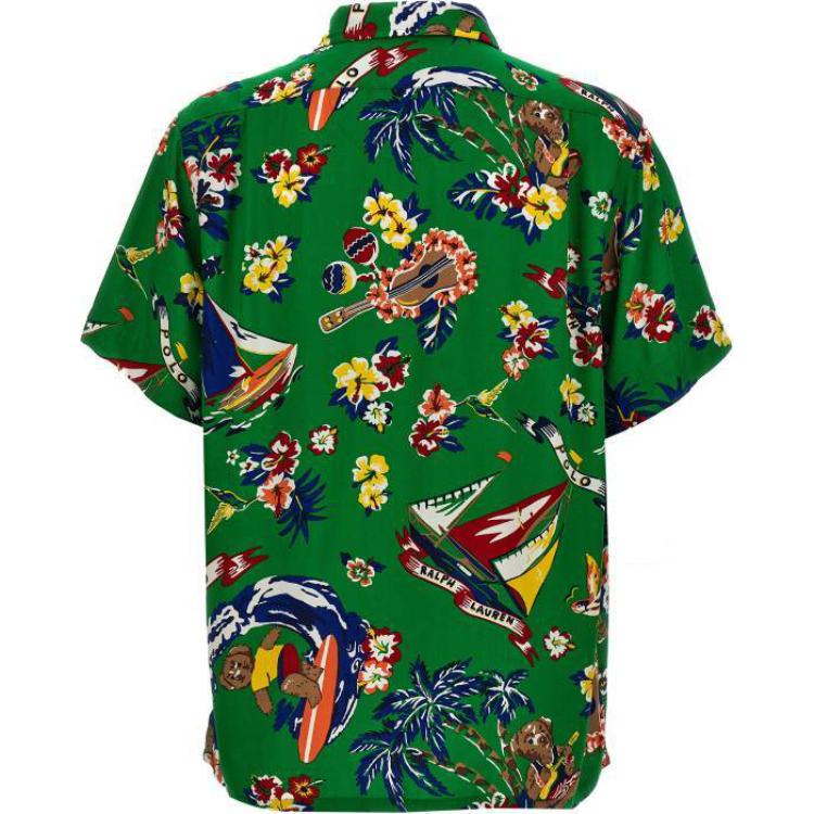 Рубашка Bear Surfer Printed Buttoned Shirt Polo Ralph Lauren, зеленый — фото 3