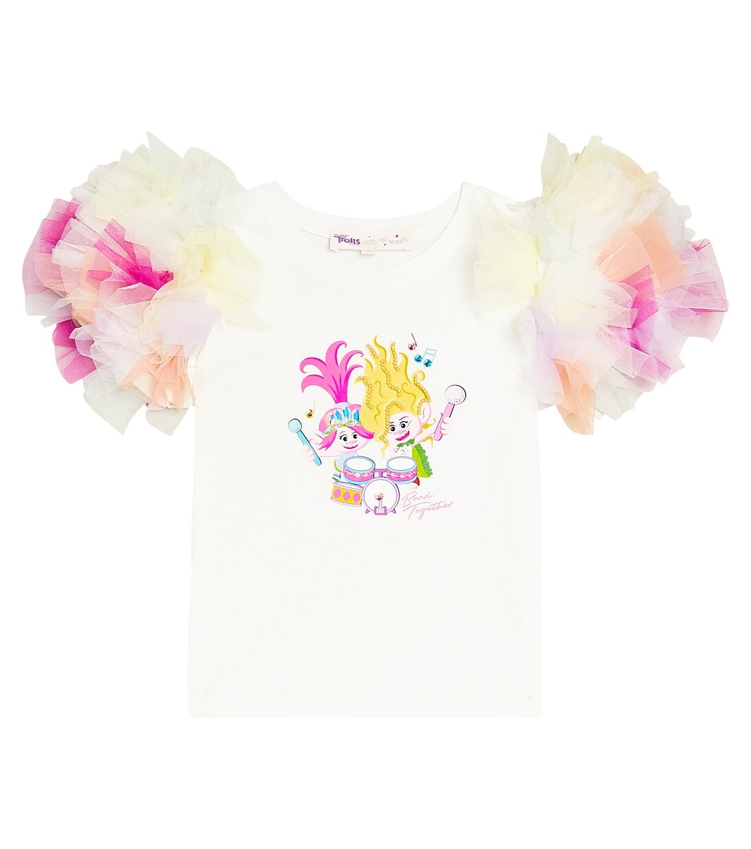 

Хлопковая футболка x trolls с тюлевой отделкой Tutu Du Monde, мультиколор