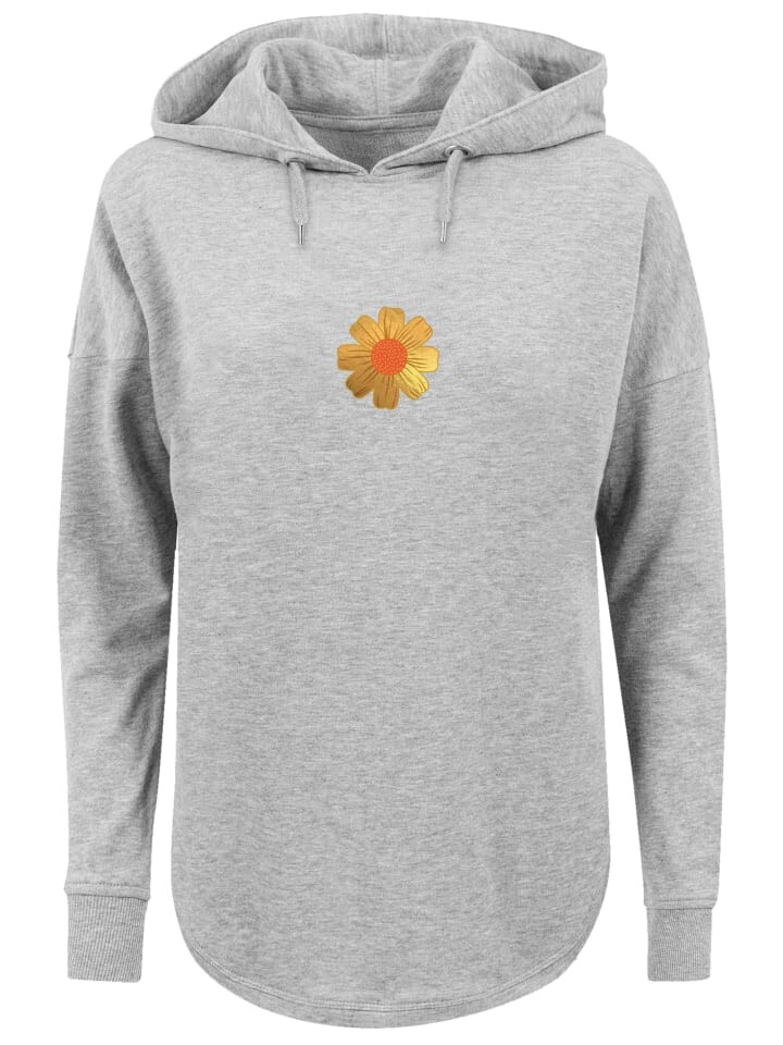 

Пуловер emoji couture Oversized Hoodie Gold flower orange center, серый