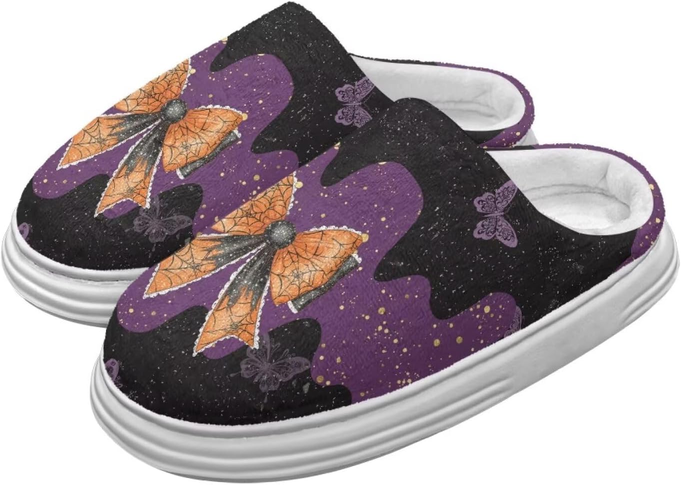 

Милые пушистые домашние тапочки для женщин и мужчин, мягкие плюшевые теплые праздничные тапочки, зимние уютные тапочки для спальни, размеры США 4-10 Chririnla, Halloween Bow