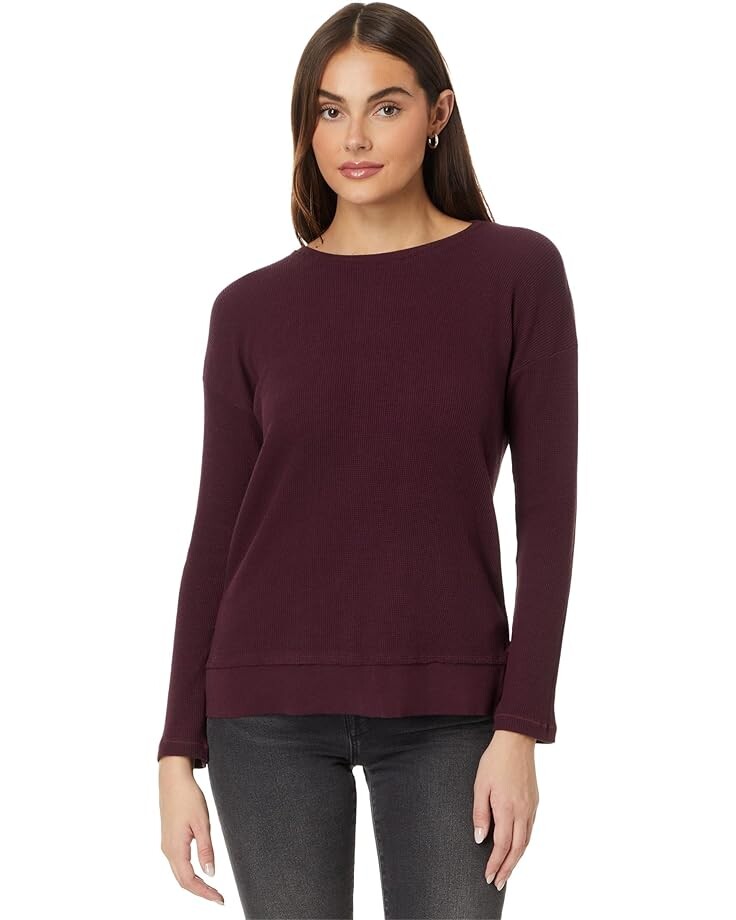 

Топ Mod-o-doc Long Sleeve Crew Neck Boxy Top, цвет Warm Wine