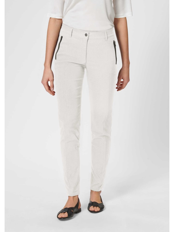 

MADELEINE Узкие брюки с карманами на молнии, кремового цвета