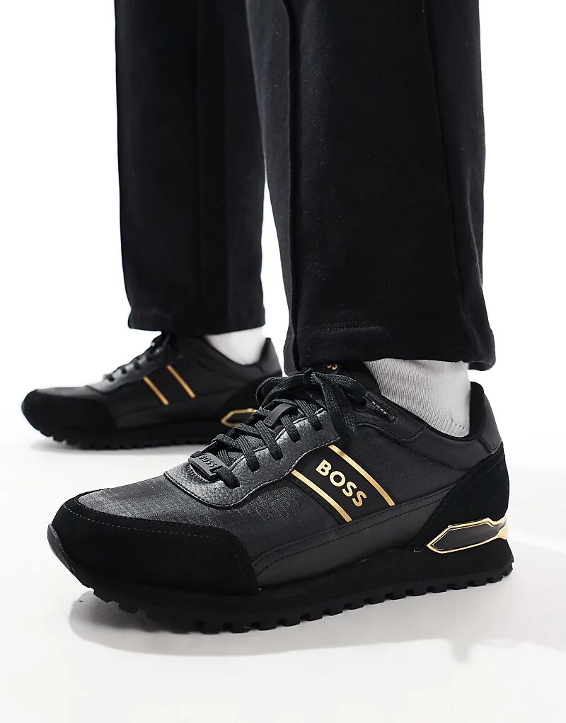 

Кроссовки BOSS parkour runner черного и золотого цвета BOSS by Hugo Boss
