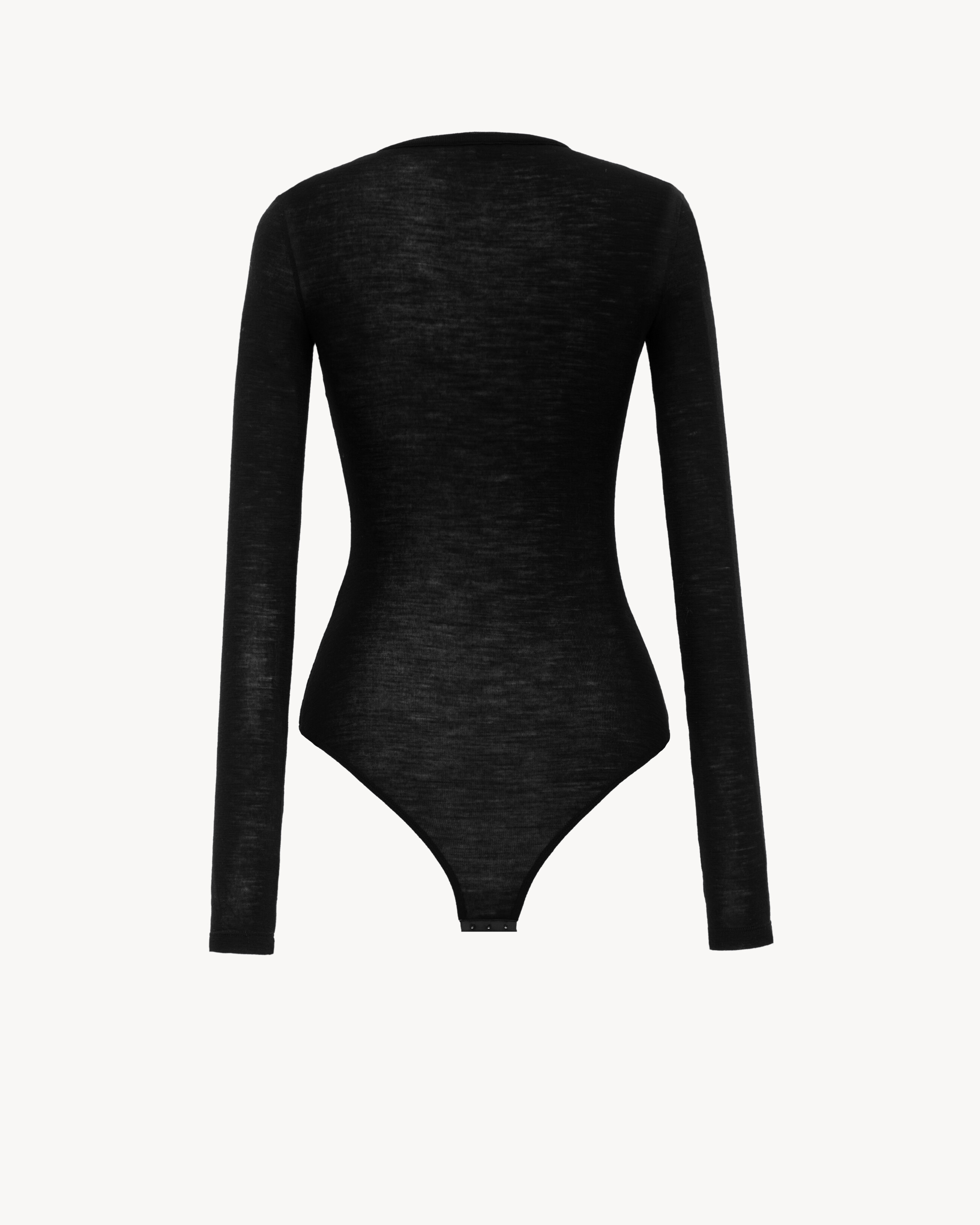 Боди с круглым вырезом из шерстяного джерси Saint Laurent, черный — фото 3