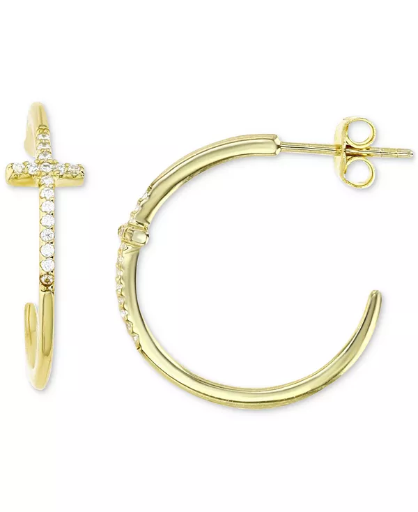 

Маленькие полированные серьги-кольца из кубического циркония, 0,79 дюйма Macy'S, gold