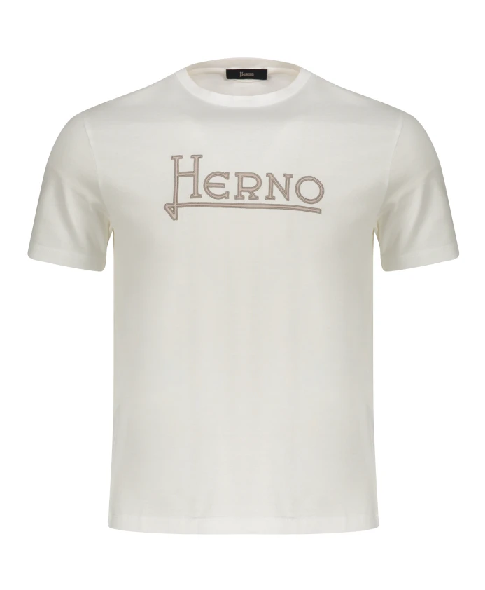 

Хлопковая футболка с вышитым логотипом Herno, белый