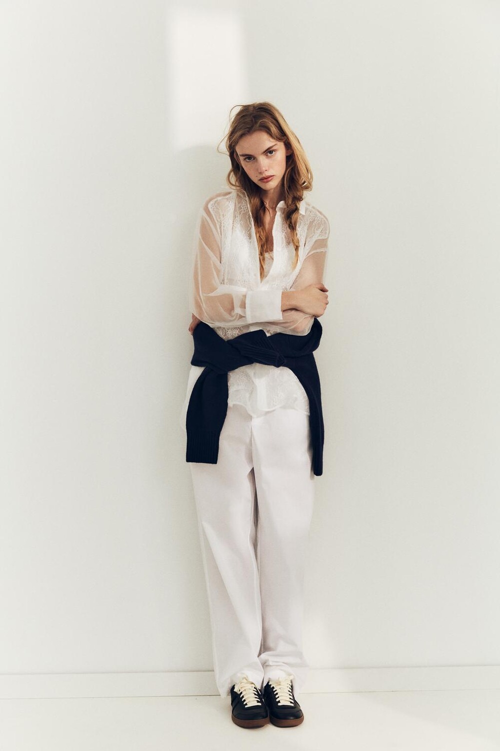 

Рубашка из органзы oversize ZARA, белый