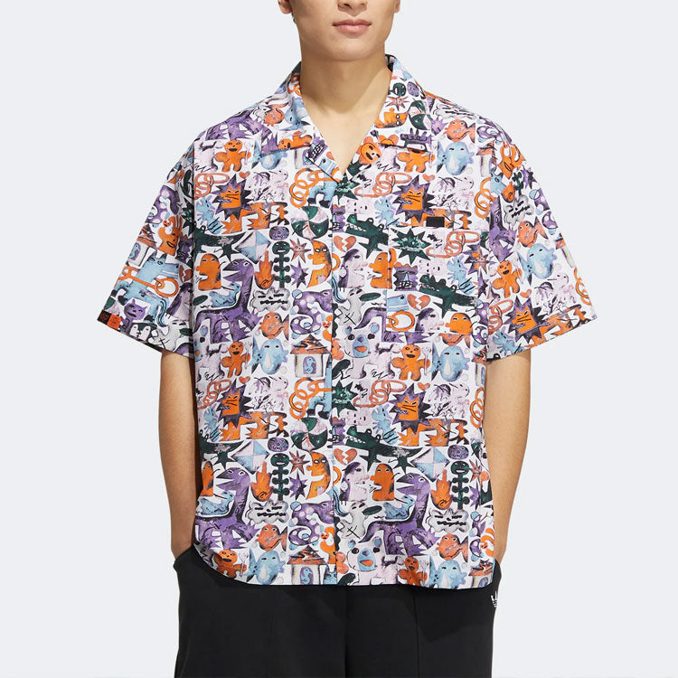 Рубашка adidas originals KT CO AOP SHIRT Athleisure Casual Sports Short Sleeve Couple Style Printing — фото 2