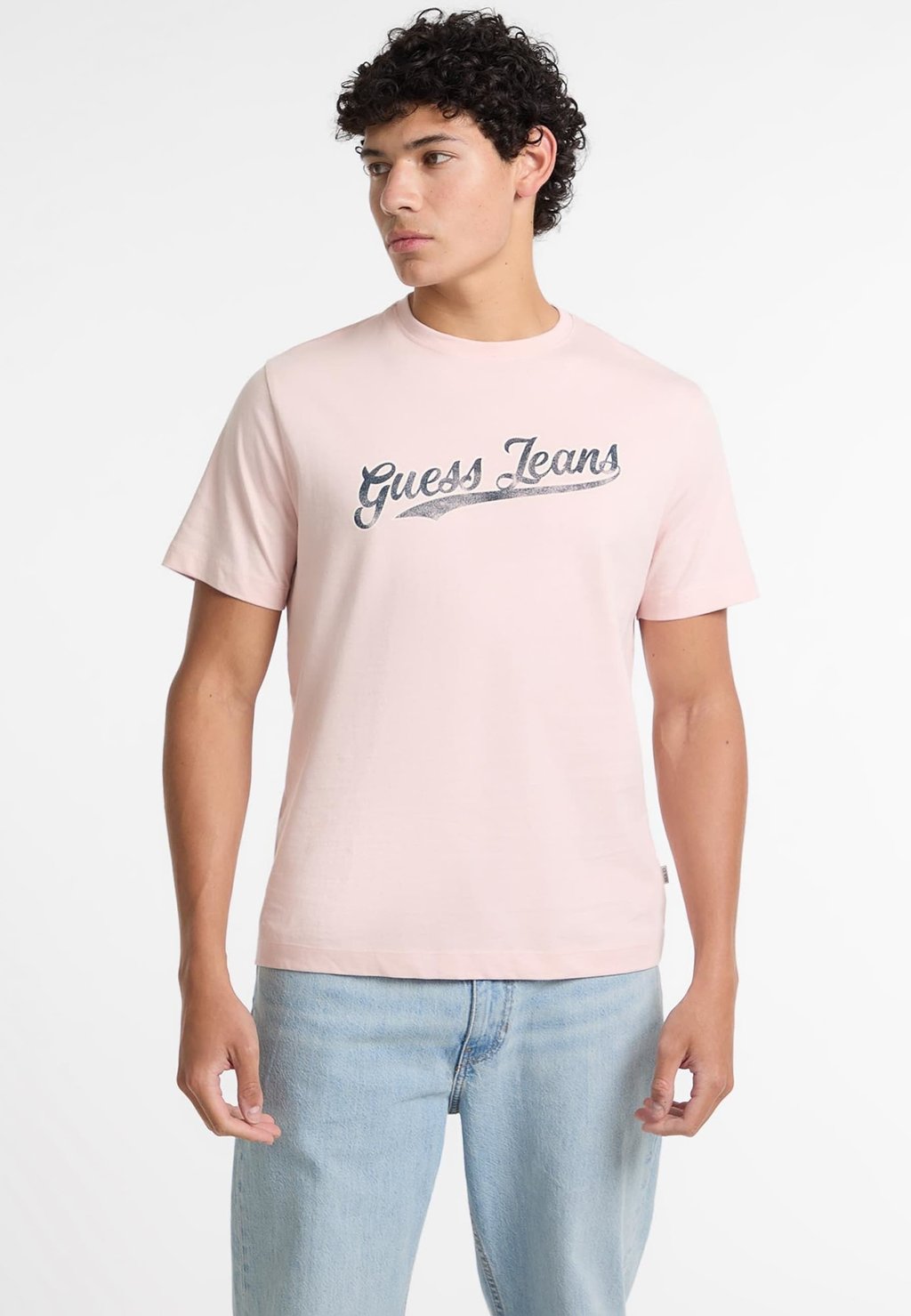 

Футболка с принтом LOGO Guess Jeans, розовый