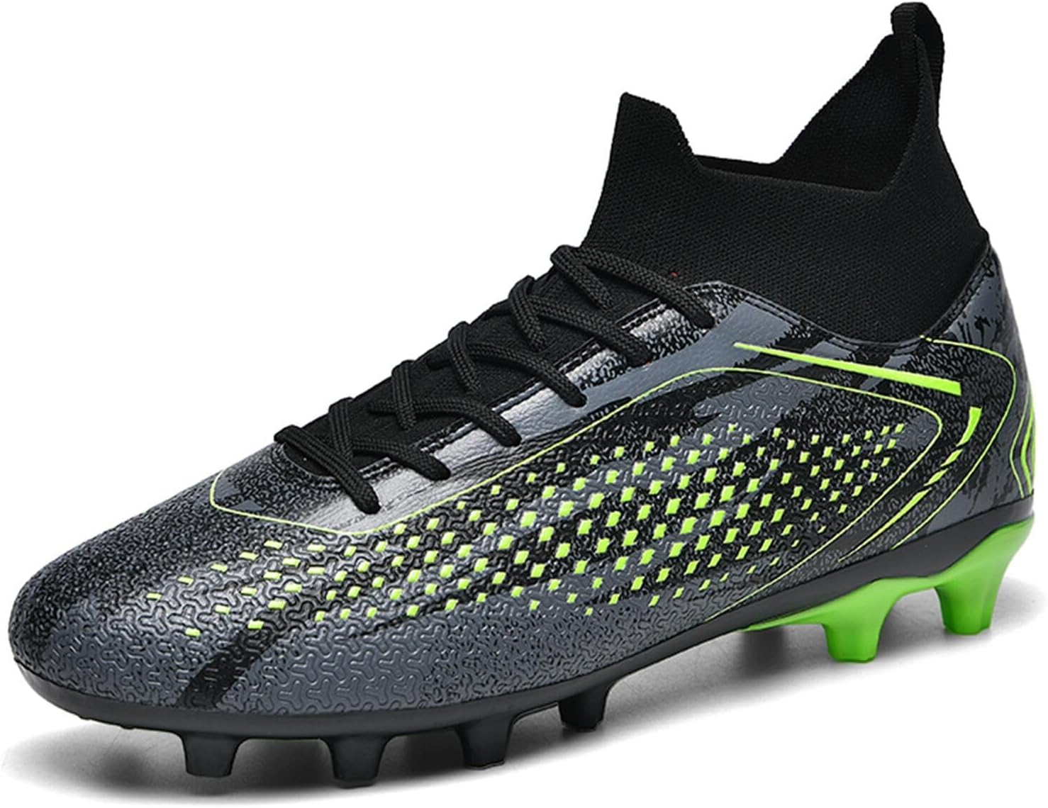 

Футбольные бутсы для мужчин и женщин, обувь для игры на траве и в зале, унисекс, с высоким голенищем, AG TF футбольные бутсы, молодежная обувь для бейсбола и регби, тренировочные кроссовки Saynnie, черный