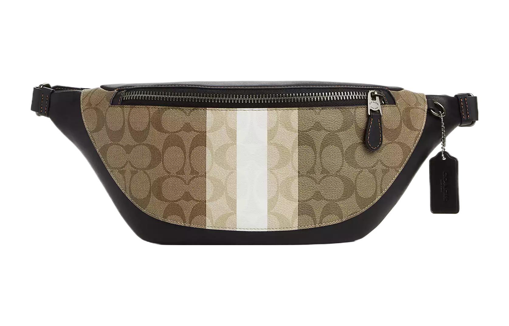 

COACH Сумка через плечо Warren Coated Canvas с гладкой телячьей кожей, поясная сумка fanny pack large мужская khaki & black
